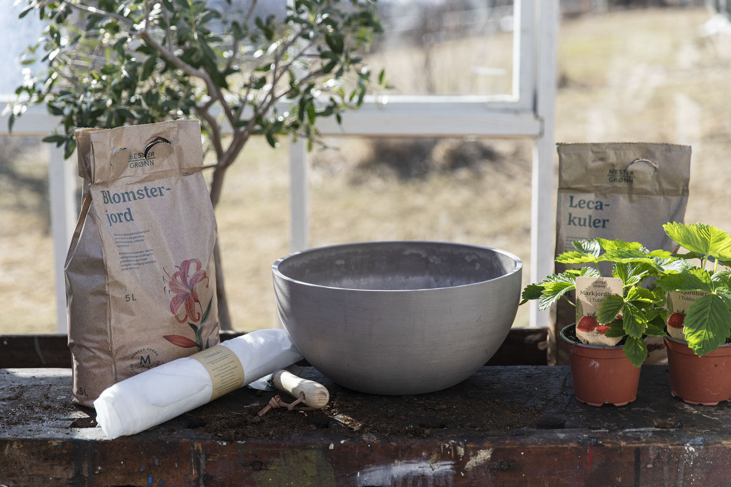 Planting med jord og leca Planting med jord og leca
