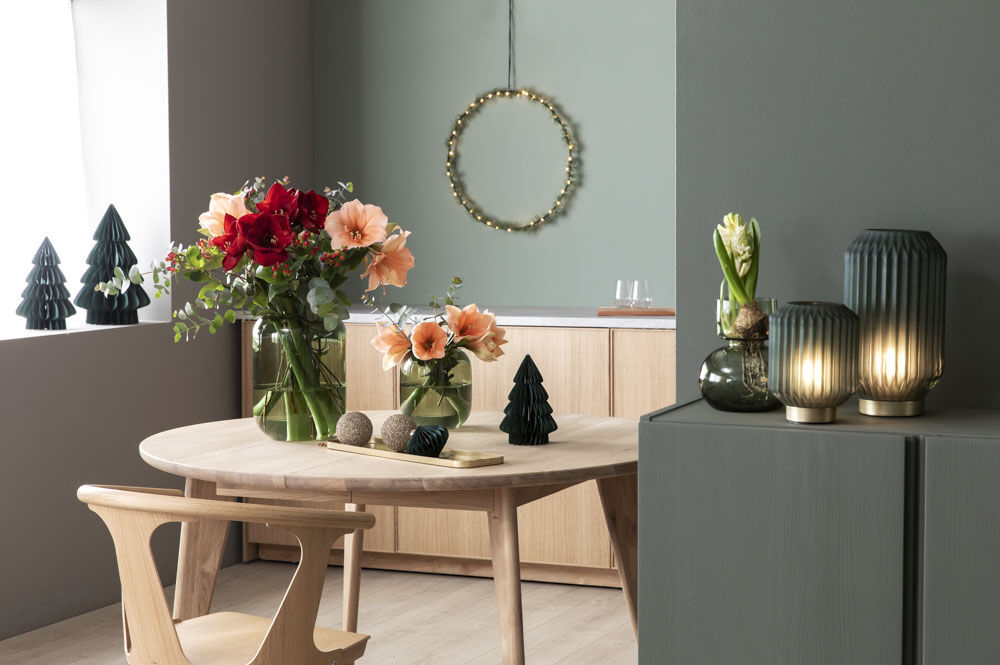 amaryllis bukett med grønt til jul amaryllis bukett med grønt til jul