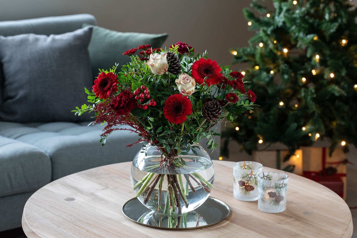 Rød julebukett