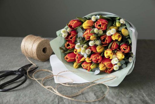 tulipaner i bukett i gylne farger tulipaner i bukett i gylne farger