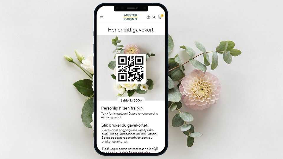 Digitale gavekort på blomster
