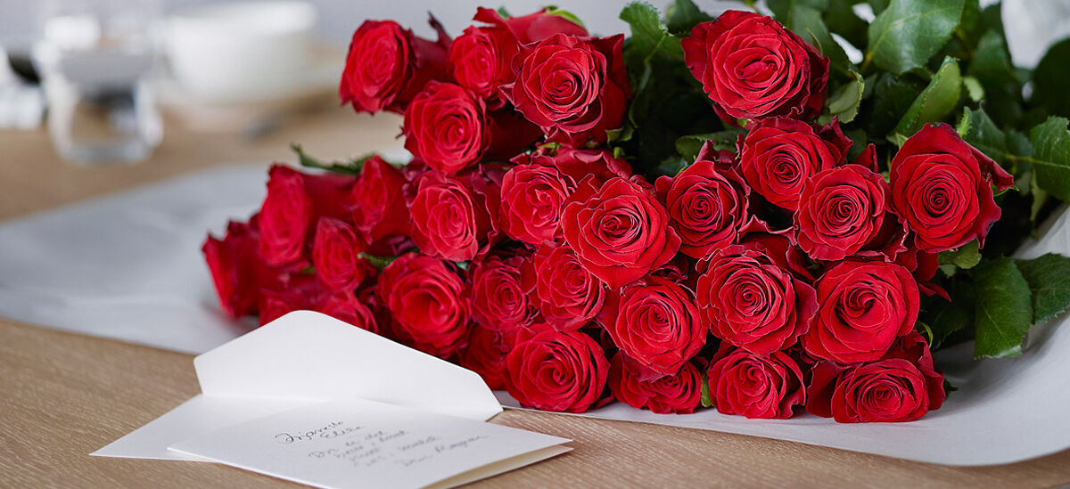 R&oslash;de roser, valentinsdagen