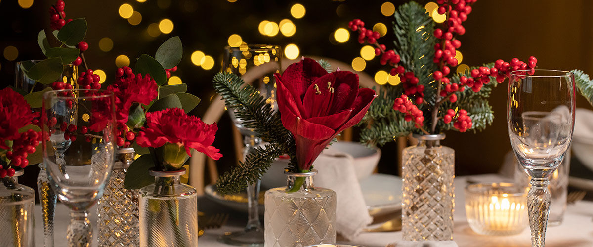 dekke bordet med amaryllis