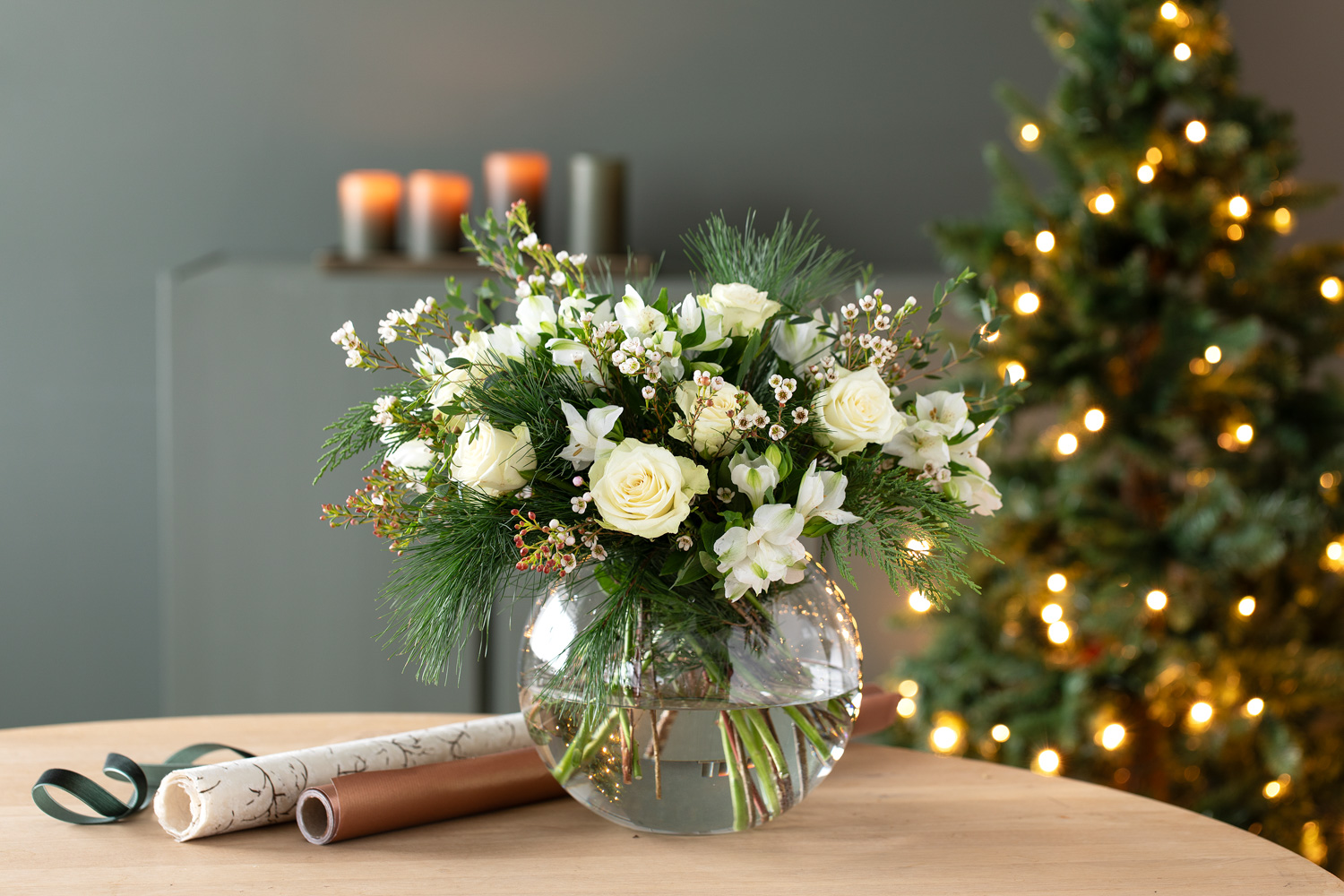 Hvit bukett til advent