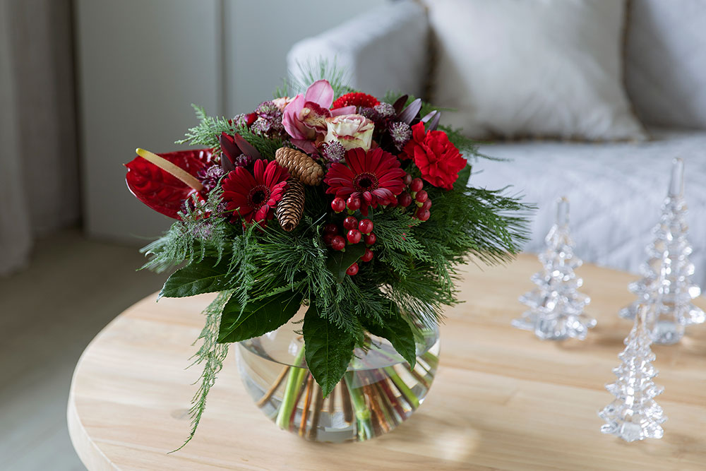 Julebukett med anthurium
