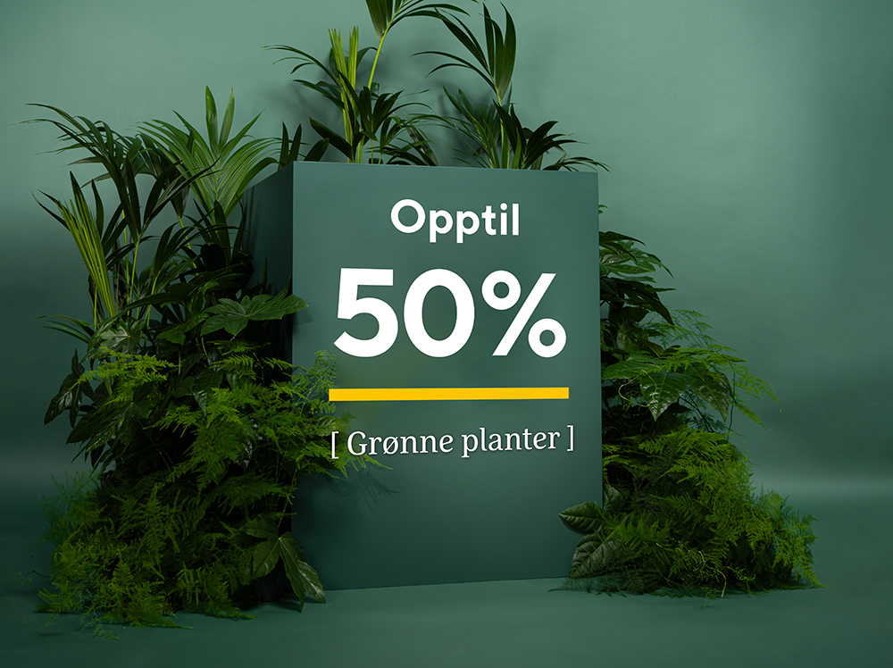 Opptil 50% p&aring; gr&oslash;nne planter